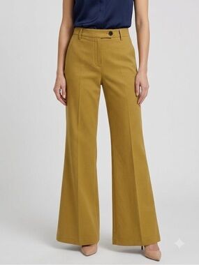 NWT True Royal Bianca Wide Leg Pants IT 40 US 4 Camel Cotton Stretch Made Italy